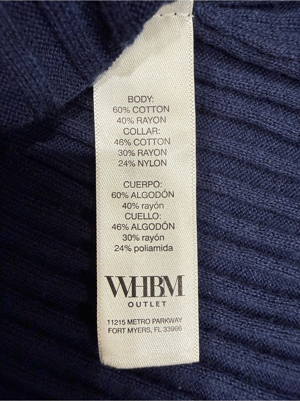 White House Black Market Navy Ribbed Short-Sleeve Polo Top - Picture 6 of 7